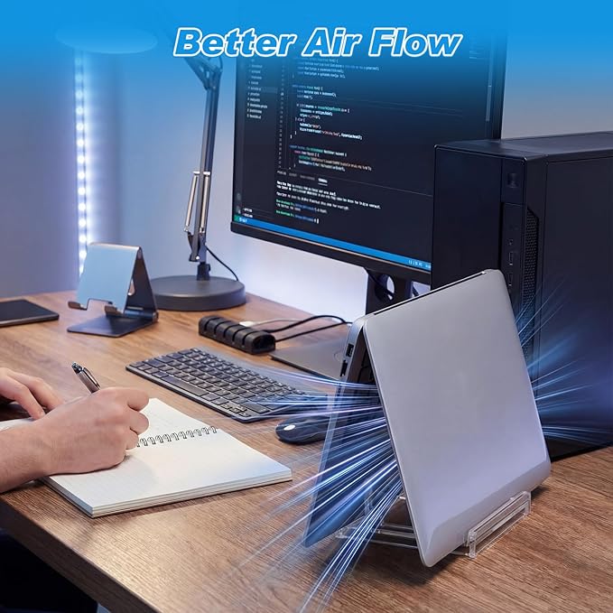 Chunful Vertical Laptop Stand Holder Organizer Plastic Adjustable Desktop Notebook Dock Space, Saving 4 in 1 for Notebook Computer, All Gaming Laptops up to 17''