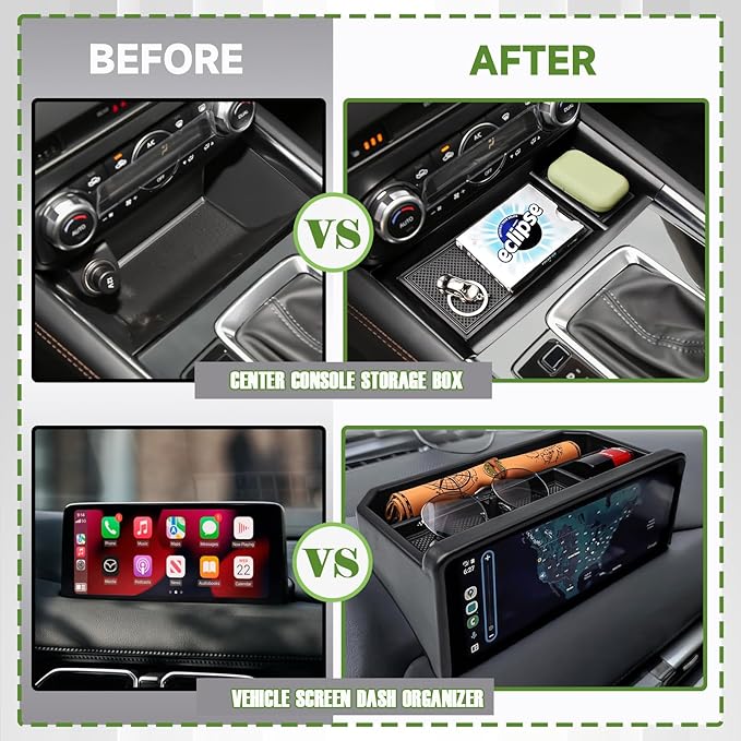 HGWEI Center Console Dash Storage Organizer Compatible with Mazda CX-5 2025 2024 2023 2022 Interior Accessories, Armrest Storage Box Dashboard Insert Tray Holder (Not Fit 2026 Models), Black