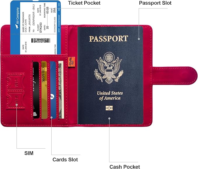 Passport Holder for Travel Women and Men RFID Passport Holder with Card Slots Holder Passport Case Passport cover Passport Wallet Travel Essentials and Accessories