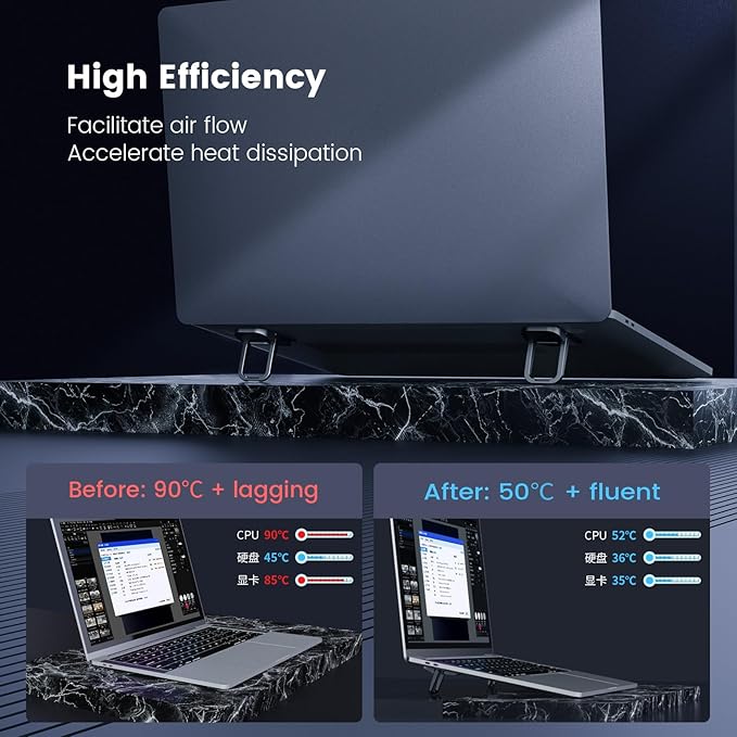 Nillkin Computer Keyboard Stand for Desktop with 3 Adjustable Angles, Mini Laptop Feet, Flip Keyboard Riser Feet for Keyboards, Laptop Stand for MacBook, Dell, HP, Other 14-16 Inches, Black