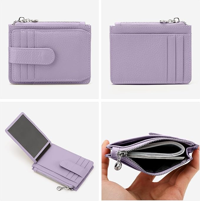 Slim Wallet for Women Genuine Leather Card Holder Thin Womens RFID Blocking Small Wallets