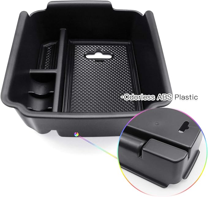SKTU Center Console Organizer Compatible with 2018-2020 Tiguan Allspace LWB Accessories Insert ABS Black Materials Tray Armrest Secondary Storage Box