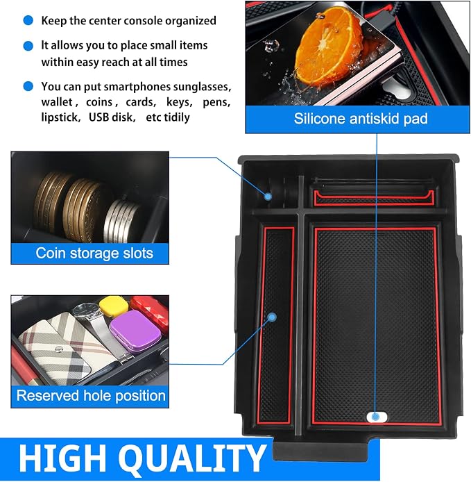 SHAOHAO for 2024 2025 Hyundai Palisade Center Console Organizer Tray for 2023 2024 2025 Hyundai Palisade Accessories SE SEL XRT Limited Calligraphy Armrest Storage Box Insert Tray Palisade 2024 2025