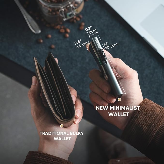 VULKIT Minimalist Wallet with Money Clip RFID Protection Pop Up Card Holder Slim Wallet Credit Card Holder Metal Wallet, Space Grey