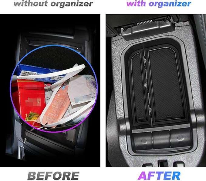 SXCY Center Console Organizer Compatible with 2018-2021 Compass Armrest Console Insert Box 2020 2021 Compass ABS Storage with Anti-Dust Mats for 2020 2021 Compass Accessories