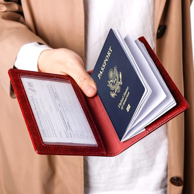 TIGARI Passport Holder for Travel Women Men, Valentines Day Gifts PU Leather Wallet Cover Case Sleeve, Waterproof Protected Document Organizer, Vacation Plane Cruise Travel Essentials