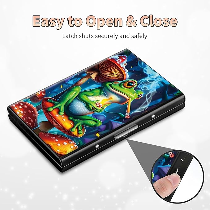 Slim Credit Card Holder, Frog Smoke RFID Blocking Metal Wallet for Men & Women, Aluminum Minimalist Hard Case Pocket-Sized Business Cards Organizer (Fits Up to 10 Cards)