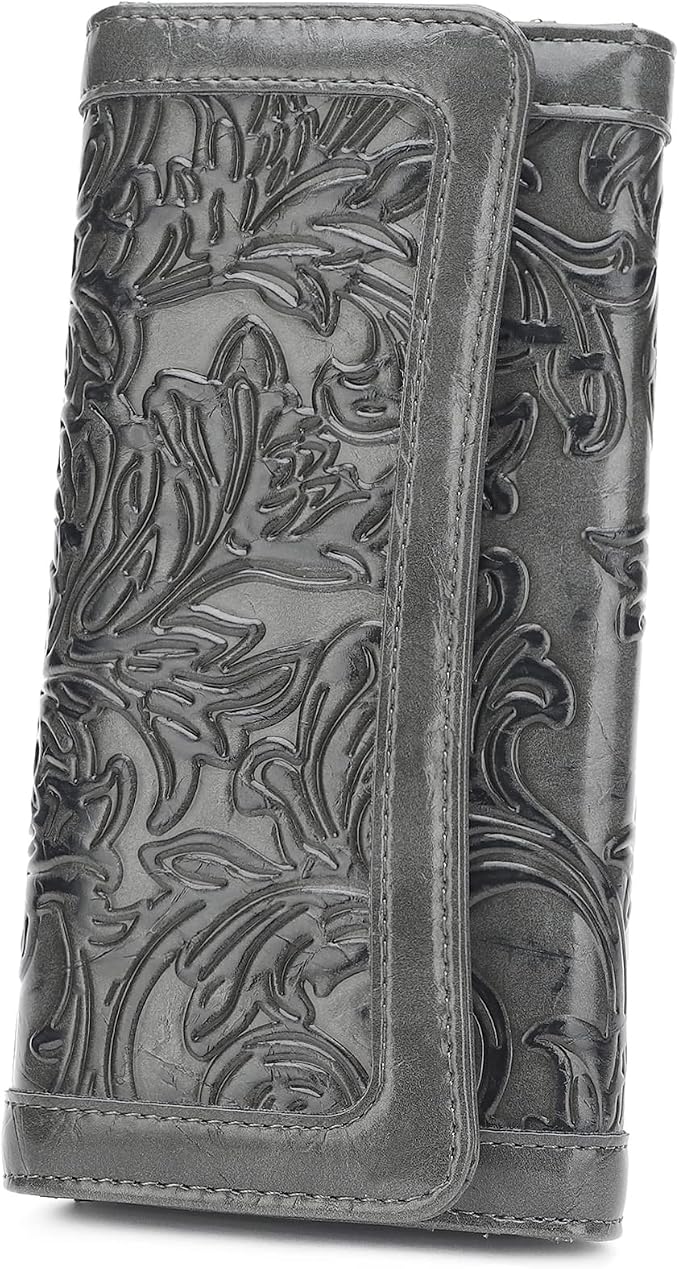 MEITRUE Women's Wallet Leather RFID Blocking Trifold Ladies Purse Embossed long Clutch Card Holder Phone Checkbook Organizer