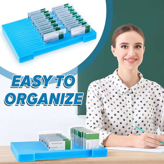 Chunful 1 Pc Name Tag Holder with Case, Foam Name Badge Storage Tray Holds 48 Badges ID Badge Tray Organizer for Desk Classroom Office School, 14 x 10.6 x 4 in (Transparent)