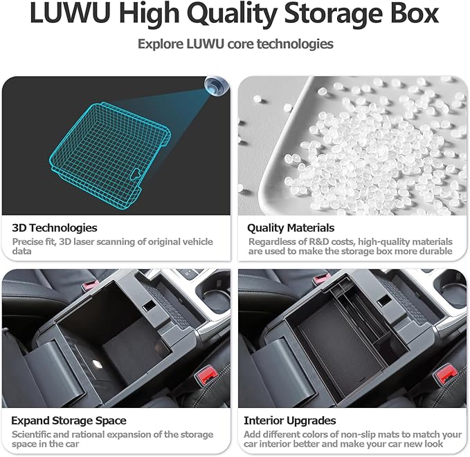 LUWU Ford Explorer Center Console Organizer 2020-2025 - Armrest Insert Tray (Black)