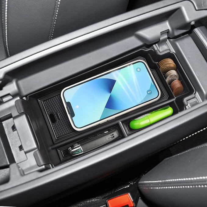 2021-2025 2026 Rogue Center Console Organizer for Nissan Rogue (S/SV/SL/Platinum/Rock Creek/Dark Armor), Durable ABS&Anti-Slip Rubber Console Tray Insert 2026 2025 Rogue Accessories (Black)