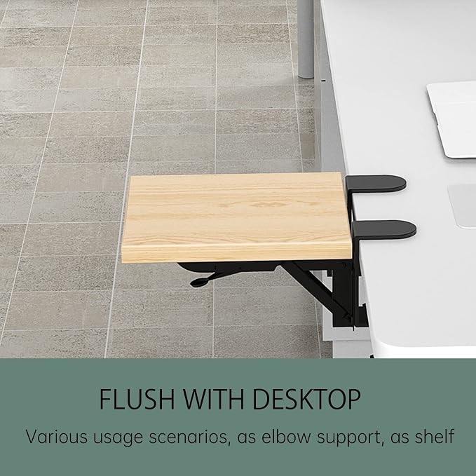 Sisyphy Ergonomics Desk Extender Tray, 9.5x9.1" Punch-Free Clamp on, Foldable Keyboard Drawer Tray, Table Mount Arm Wrist Rest Shelf, Computer Elbow Arm Support