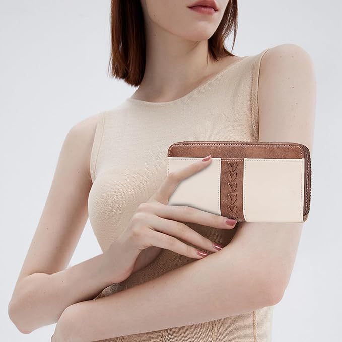 FALAN MULE Wallet for Women RFID Blocking Leather Large Capacity Zip Around Ladies Card Holdr Phone Purse Wristlet