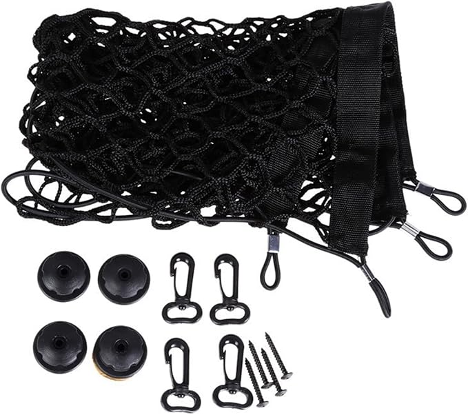 BetterJonny Elastic Trunk Cargo Net - Double Layer Universal Stretchable Car Cargo Net with Hook for SUV, Jeep, Truck (15.7x35.43 Inch)