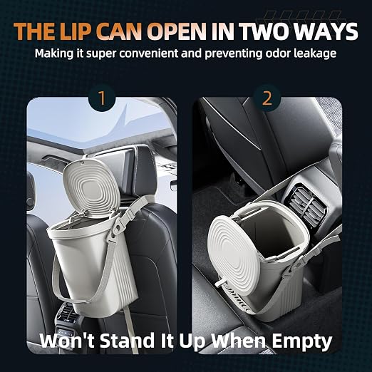 2 Gallon Silicon Car Trash Can with Lid - 100% Leak-Proof Trash Bin, Waterproof Garbage Can, Gifts for Men and Women