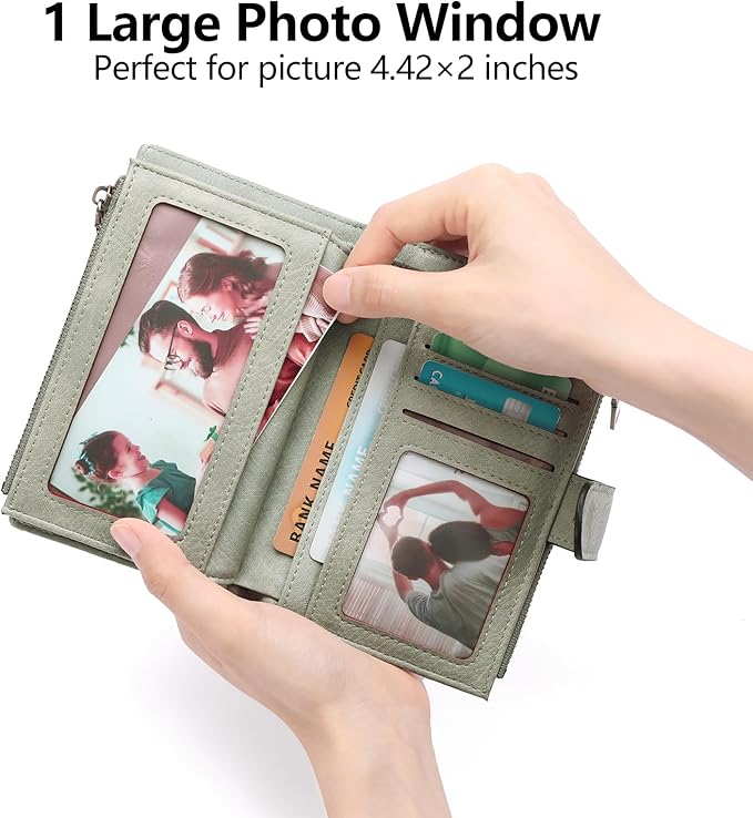 GOIACII Womens Wallets RFID Blocking Leather Trifold Clutch Wallet Credit Card Holder Ladies Purse 3 ID Windows
