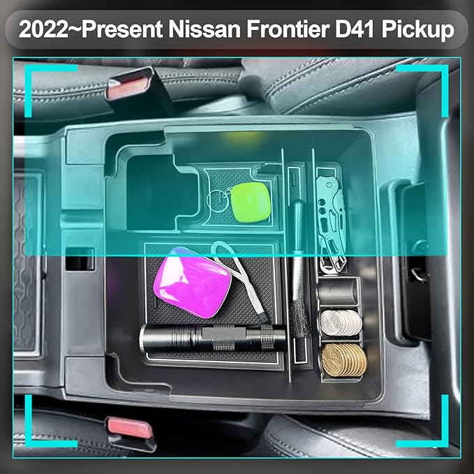 CDEFG for 2022 2023 2024 2025 2026 Frontier Pickup Truck Center Console Organizer for 2026 2025 Nissan Frontier Armrest Storage Box 2022-2026 Frontier Truck Accessories