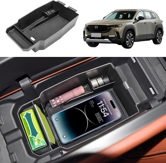 Center Console Organizer Tray Compatible with 2023 2024 2025 2026 Mazda CX-50 Armrest Storage Box Insert Tray with Coin Holder Interior Accessories
