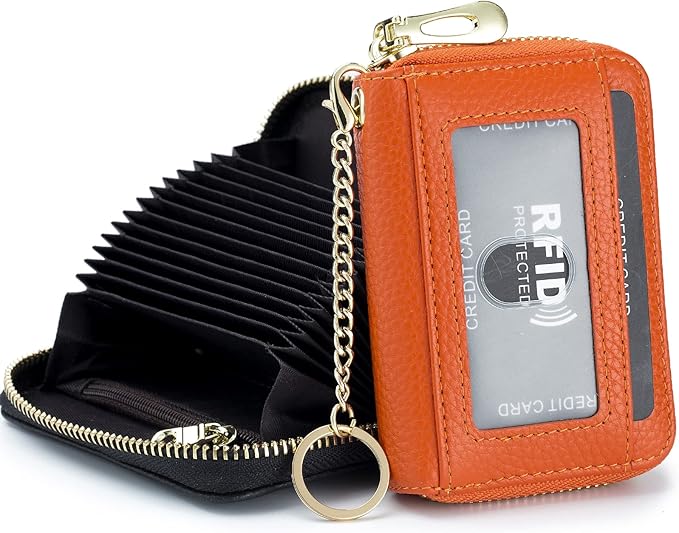 imeetu Rfid Credit Card Holder,Genuine Leather Businese Card Case,Rfid Blocking Wallet for Women & Men