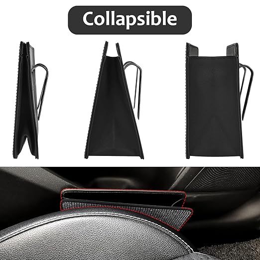 Accmor Bling Car Trash Can, Foldable Vehicle Trash Bin Dustbin Garbage Organizer Storage, Sparkling Crystal Rhinestone Trash Bags Holder Container with 30pcs Garbage Bag Car Accessories for Auto, SUV