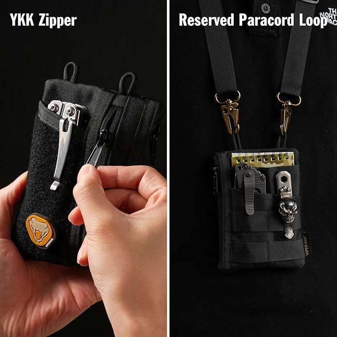 VIPERADE VE18 EDC Pouch, Pocket Organizer for Men, EDC Pocket Organizer, 3 Slots with 2 Zipper Pockets, Multitool Pouch