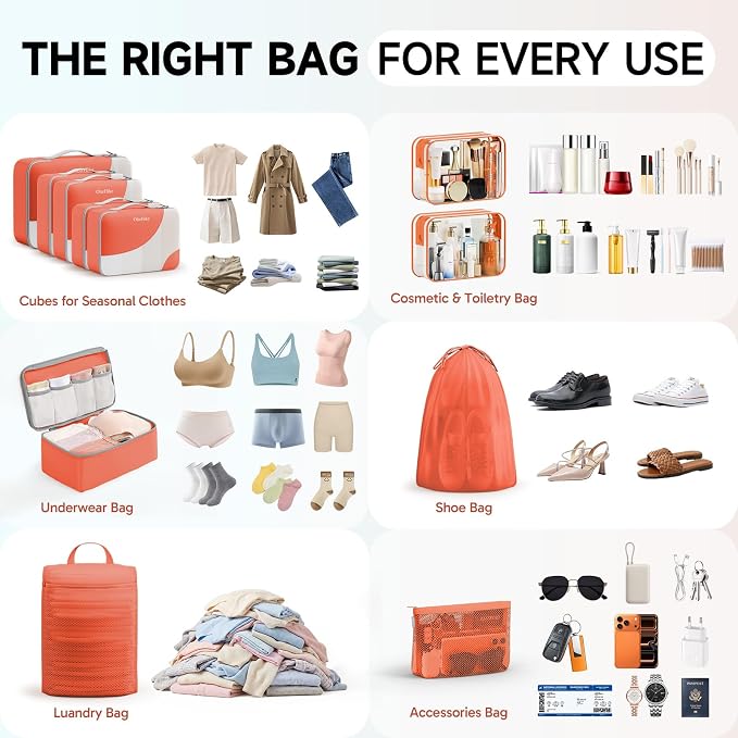 OlarHike 11 Set Packing Cubes for Travel, Gifts for Women Mom,Anti-Tearing Suitcase Organizer with Over 1000 pcs Mesh Holes,Vacation Essentials & Accessories for Cruise Ship