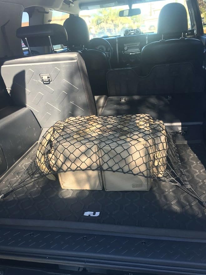 Car Trunk Floor Style Cargo Net - Made and Fit 100% Specific Vehicle for TOYOTA FJ CRUISER 2007-2014 - Elastic Mesh Storage Organizer - Premium Accessories -Trunk Luggage Netting for Toyota FJ Cruiser
