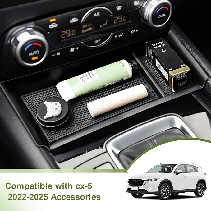 HGWEI Center Console Dash Storage Organizer Compatible with Mazda CX-5 2025 2024 2023 2022 Interior Accessories, Armrest Storage Box Dashboard Insert Tray Holder (Not Fit 2026 Models), Black