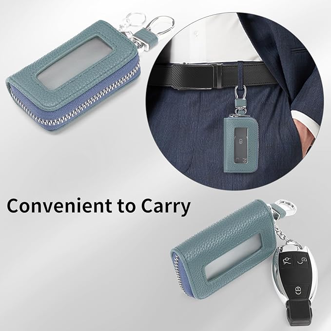 SENDEFN Universal Car Key Fob Case Leather Smart Remote Keychain Protector Holder