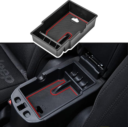EDBETOS Center Console Organizer Tray Compatible with Jeep Renegade Accessories 2015-2019 2020 2021 2022 2023 Armrest Glove Box Secondary Storage (Red Line)