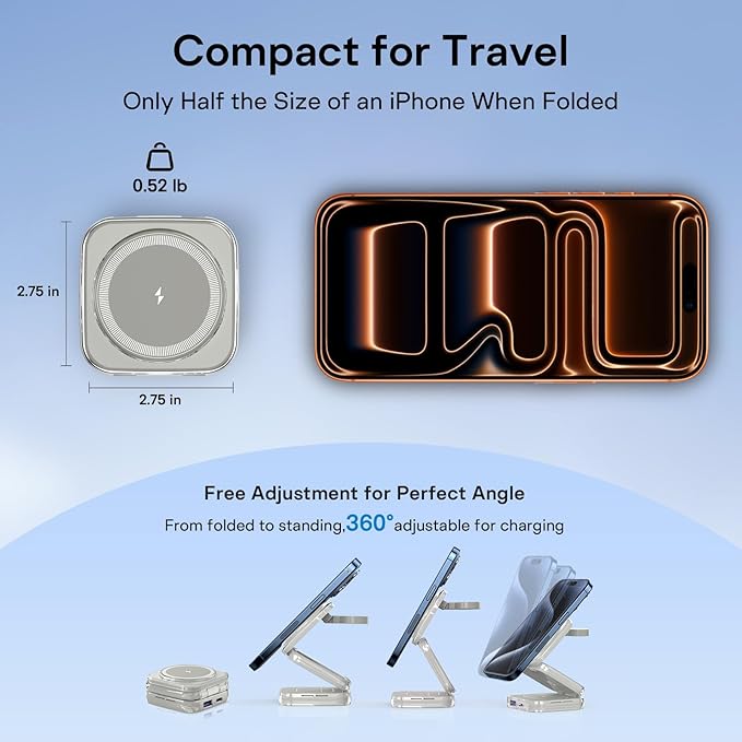 5-in-1 Wireless Charger for MagSafe, AC ISLAND Portable Travel Charging Station, 35W Max Fast Foldable Magnetic Stand, Evolved for iPhone 17-12 & Air Series, Apple Watch, AirPods (with 35W Adapter)