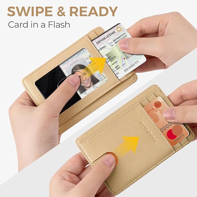 RUNBOX Slim ID Cases Minimalist Front Pocket RFID Blocking Leather Wallets for Men and Women Card Holder Wallets Gifts for men