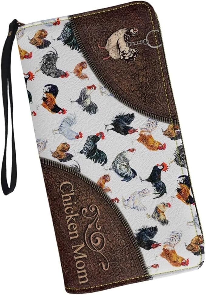Bulopur Personalized Wristlet Wallet for Women with Name Rifd Chicken Long Wallet PU Leather Clutch Purse Zipper Large Capacity Coin Cash Holder Customized Gifts for Mom Girlfriend