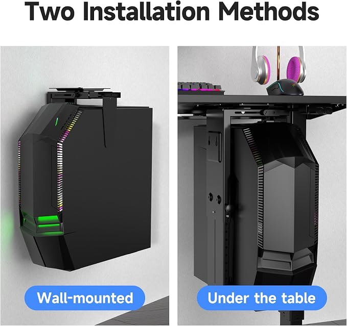 Suptek Adjustable Under Desk and Wall PC Mount,3.74 to 8.26 inch Wide Computer Case CPU Hanger Holder 360 Degree Rotatable Under-Desk PC Hanging Stand Holder Mount (ZJJ001)