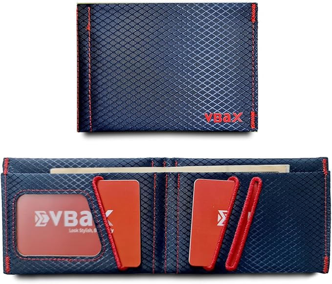 Minimalist RFID Blocking Slim Wallet for Men – Waterproof Microfiber Front Pocket Bifold Card Holder – Holds 10 Cards & Cash (Stealth Crimson Edition)