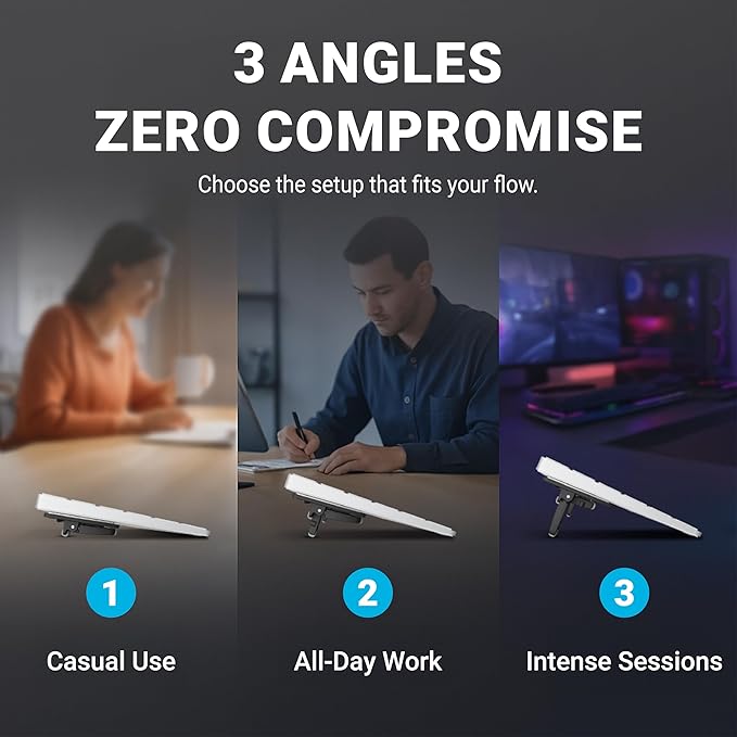 ESC Flip Keyboard Stand for Desk, Compact Tilting Riser with 3 Adjustable Angles for Ergonomic Typing, Compatible with Magic Keyboard & Flat-Back Models