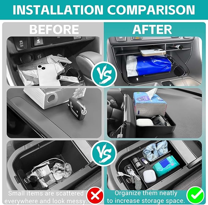 3PCS Center Console Organizer Tray Compatible with 2019-2025 Toyota RAV4 RAV-4 & Prime Accessories, Insert Gear Shift Divider Slot & Armrest Storage Box & Dash Organizer (ONLY Fit 8" Screen)