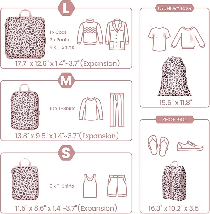 Cambond Compression Packing Cubes for Travel Women - Lightweight Luggage Organizers Bag Packing Cubes for Carry on Suitcases