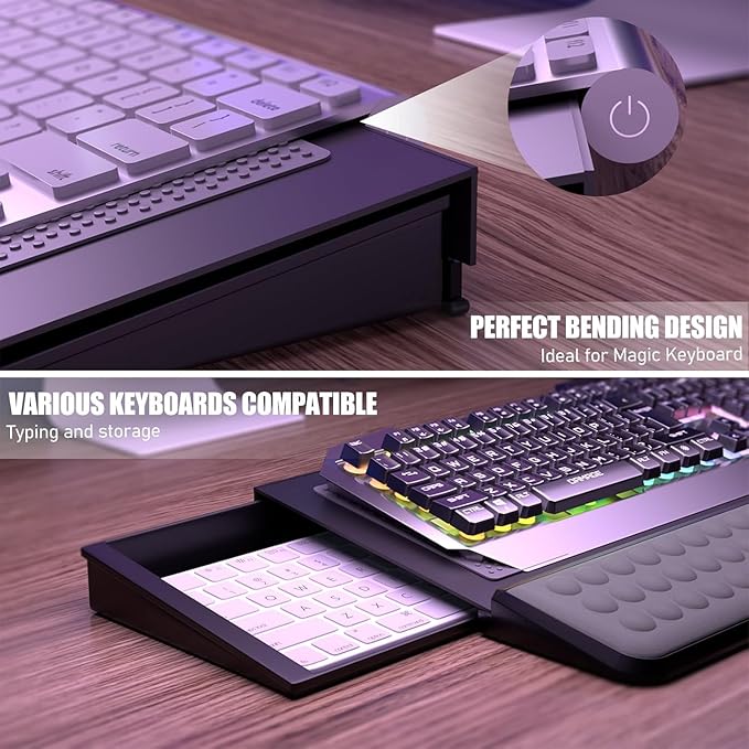 Computer Tilt Keyboard Stand - Acrylic Ergonomic Keyboard Holder for Easy Typing Working, Keyboard Riser with Comfortable Wrist Rest for Keyboard, Office, Home - Fits All Keyboard Sizes