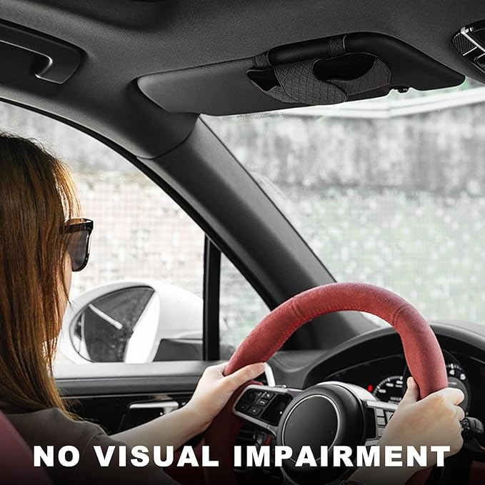 Sunglasses Holder for Car Visor, Auto Soft Leather Glasses Case with Magnetic Clips, Car Sun Visor Eyeglasses Holder Protective Box, Universal Interior Car Accessories (Black)
