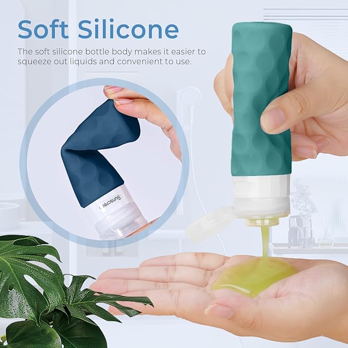 Silevoler 16pack Travel Bottles for Toiletries, TSA Approved Travel Size Containers Set, Leak Proof Refillable Liquid & Creams Toiletries Accessories Kit W/Toiletry Bag (Mint Green)