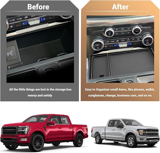 [2-Pack] F150 Console Organizer Compartment Cover for 2021-2025 2026 Ford F150 & 2022-2024 Lightning XLT F150 Center Console Tray Middle Console Storage Hidden Tray for 2022 Ford F150 XLT Accessories