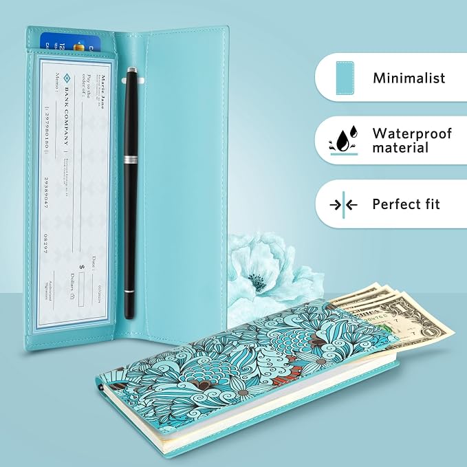 CoBak Premium Leather Checkbook Cover - RFID Blocking, Classic Design, Slim & Durable - Perfect for Personal & Business Checks