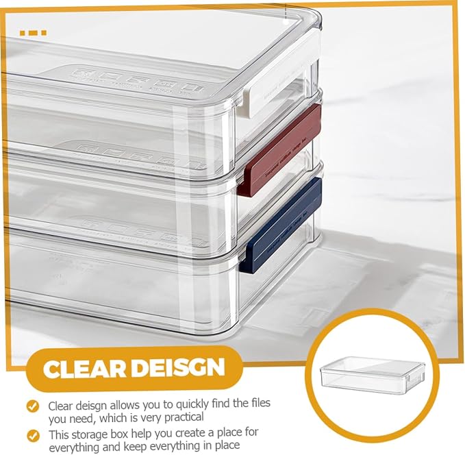 Stackable Document Case Small Plastic File Organizer Box with Lid for Office Desktop Paper Storage and Document Filing