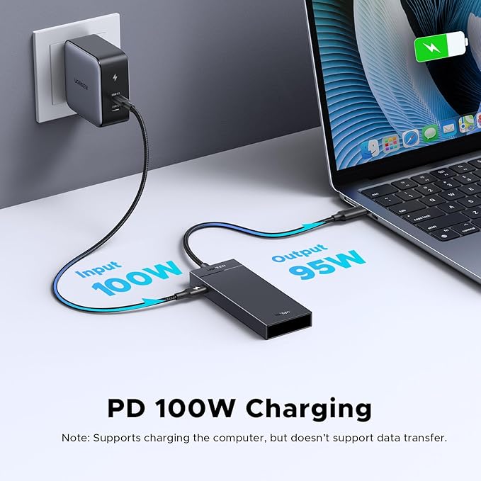 UGREEN Powered 100W 10Gbps USB C Hub - 5 in 1 Adapter with 4 USB-C, 100W PD Ports for MacBook/Air, iPad Pro, iPhone, Surface, Laptops and More