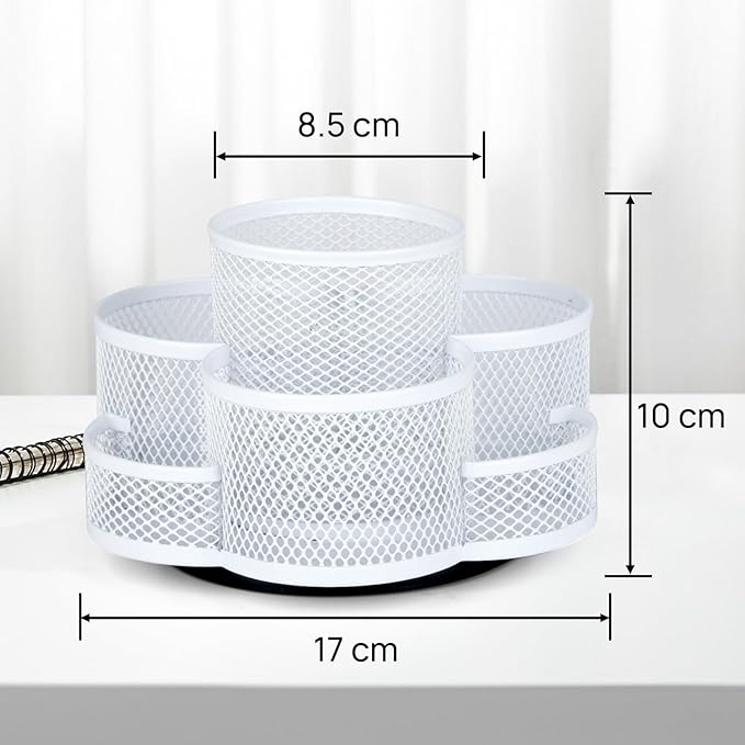 Topwey Pen Holder for Desk, Rotating Pencil Holder, Cup Holder for Desk Office, Pen Organizer (Pure White)