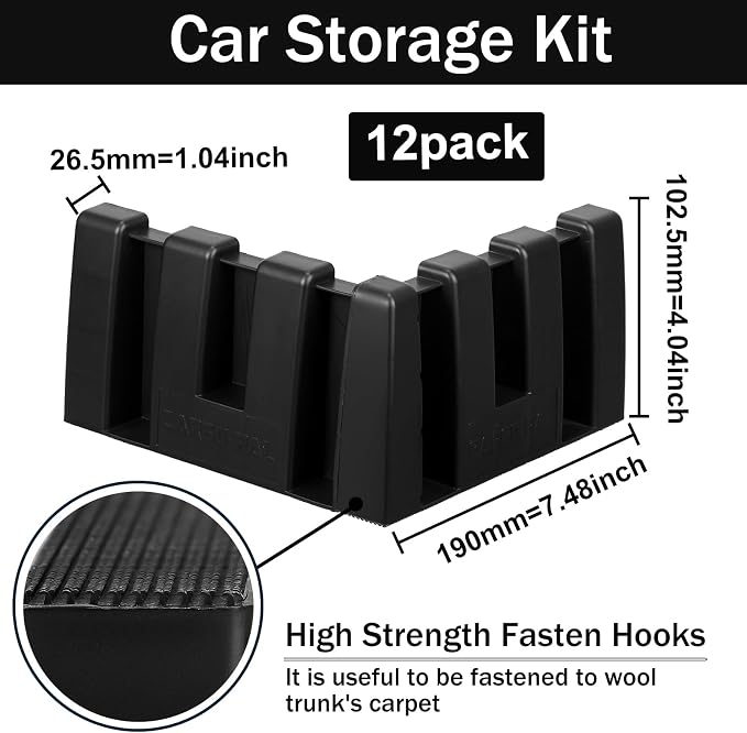 12 Pack Car Trunk Organizer Blocks for Back of SUV Multipurpose Car Storage Organizer Blocks Trunk Divider Available to Wool Carpet for Truck SUV Van Cargo