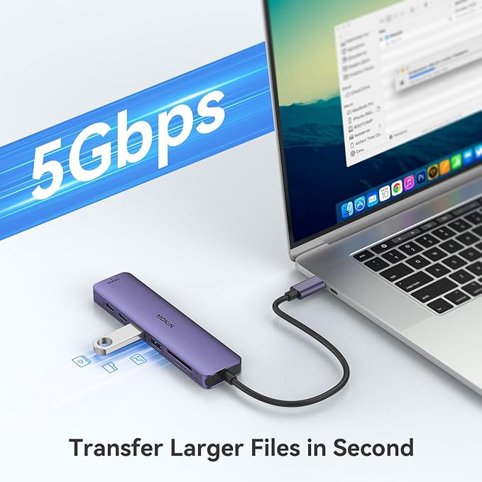 MOKiN 7 in 1 USB C Hub with HDMI, microSD/SD Card Reader, USB 3.0, 100W PD Compatible for MacBook Pro/Air, Dell XPS, Lenovo Thinkpad