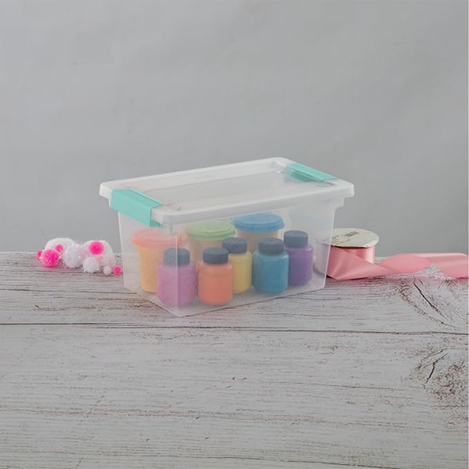 Sterilite 16-Pack Clip Box, Stackable Clear Plastic Bins with Latching Lids, Medium - Writing, Arts or Crafts Supplies Storage Containers for Home, Office, Classroom and Workshop Organization