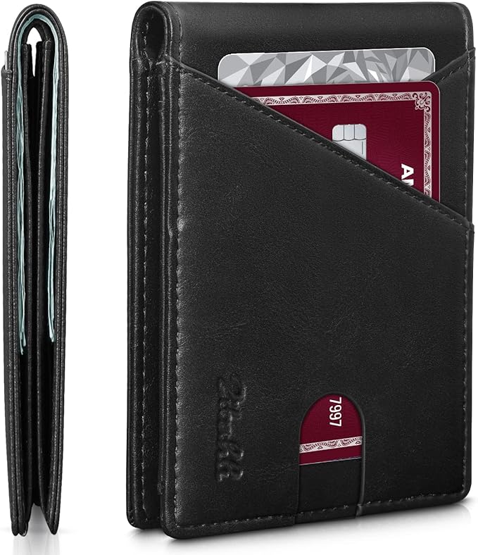 Zitahli Bifold Wallets for Men - Slim RFID Leather Credit Card Holder for 6-11 Cards, Minimalist Thin Wallet with ID Window & Cash Slot,Front Pockt Carteras Para Hombres, Birthday Gifts for Men | Slim, RFID Blocking, Premium, Front Pocket, Gift Box, Le...